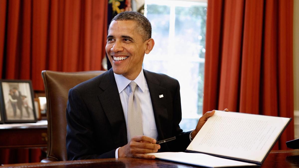 U.S. President Barack Obama signs a proclamation to designate federal lands within the former Fort Ord as a national monument in the Oval Office of the White House April 20, 2012 in Washington, DC. According to the White House, "Fort Ord, a former military base located on California’s Central Coast, is a world-class destination for hikers, mountain bikers, and outdoor enthusiasts who come to enjoy the area’s history and scenic landscapes." *** Local Caption *** Barack Obama