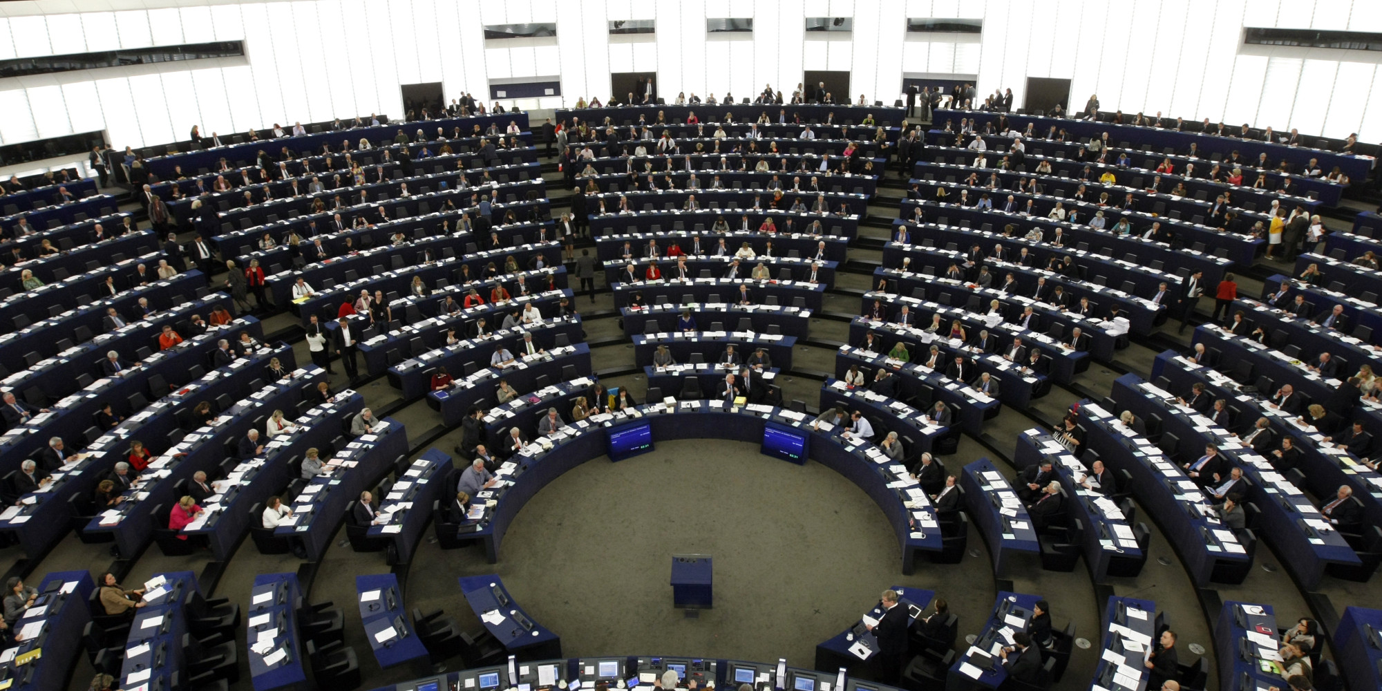 The European Parliament is pictured Wednesday April 16, 2014 in Strasbourg, eastern France.  The European  general elections in the 27 countries of the E.U will take place from May 22 to 25, 2014. (AP Photo/Christian Lutz)