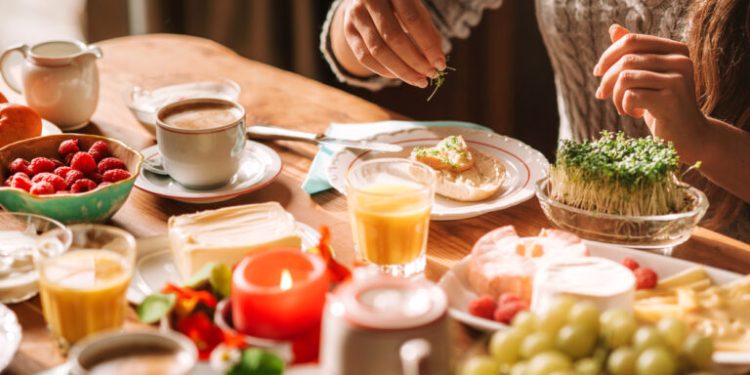 view on breakfast table